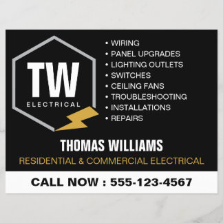 Professional Electrician Logo Electrical Services Flyer