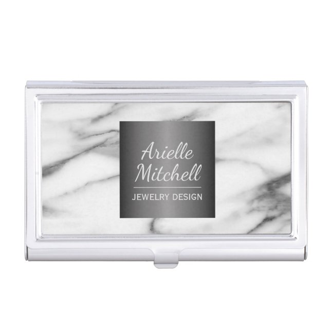 Professional Elegant Alabaster Marble Pattern Business Card Case (Front)