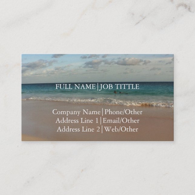 Professional Elegant Beach Relaxation Spa Travel Business Card (Front)