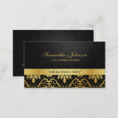 Professional Elegant Black and Gold Damask Business Card (Front/Back)