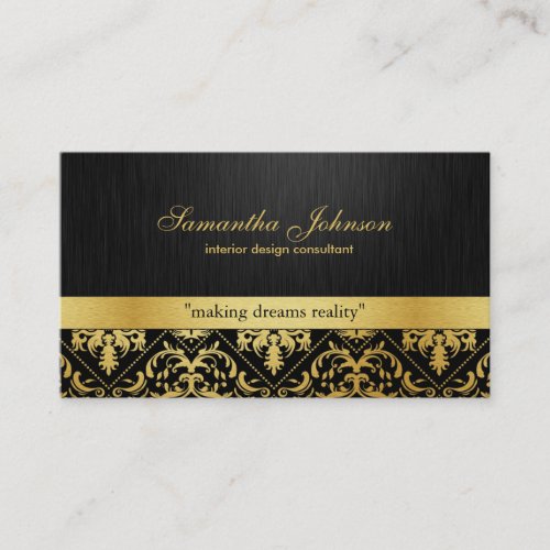 Professional Elegant Black and Gold Damask Business Card Templates
