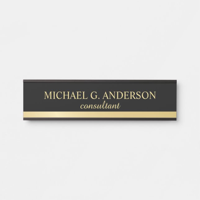 Professional Elegant Black and Gold Door Sign (Front)