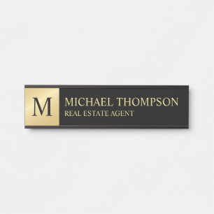 Professional Elegant Black and Gold Door Sign