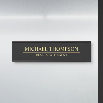 Professional Elegant Black And Gold Door Sign by manadesignco at Zazzle
