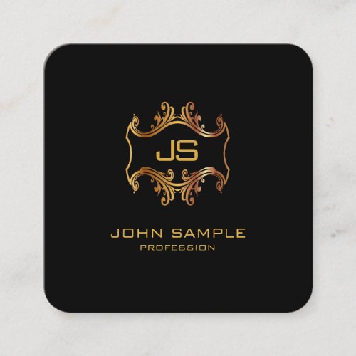 Professional Elegant Black and Gold Modern Rounded Square Business Card