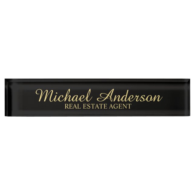 Professional Elegant Black and Gold Name Plate (Front)