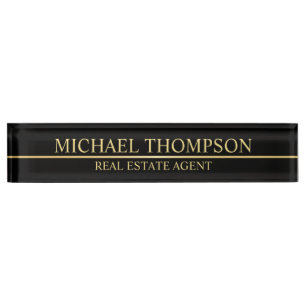 Professional Elegant Black and Gold Nameplate