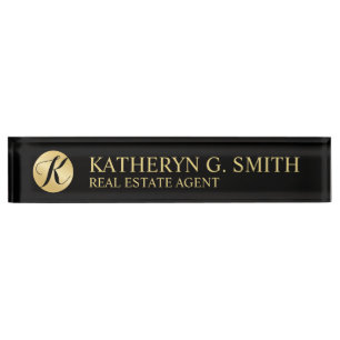 Professional Elegant Black and Gold Nameplate
