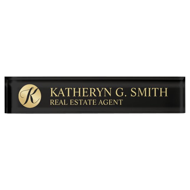Professional Elegant Black and Gold Nameplate (Front)