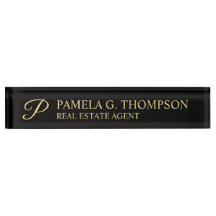 Professional Elegant Black and Gold Nameplate
