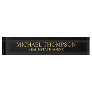 Professional Elegant Black and Gold Nameplate