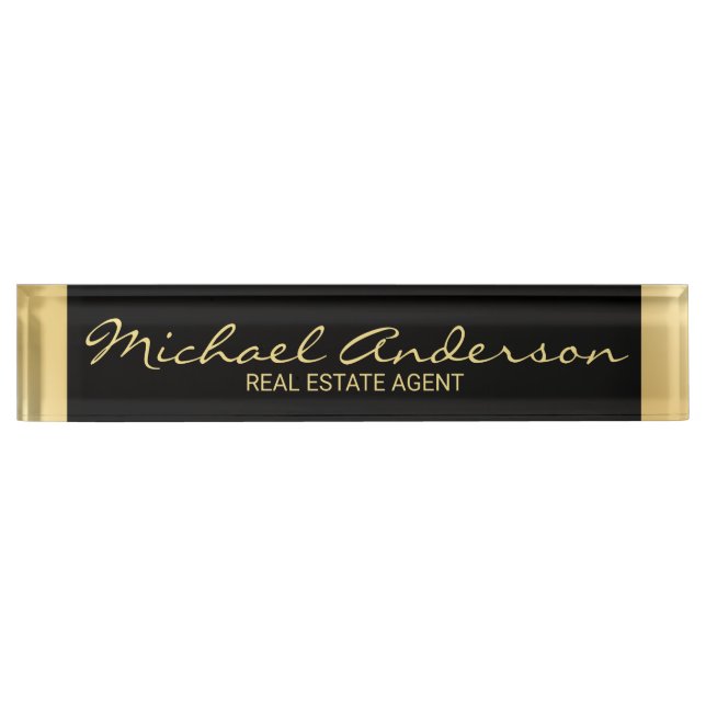 Professional Elegant Black and Gold Nameplate (Front)