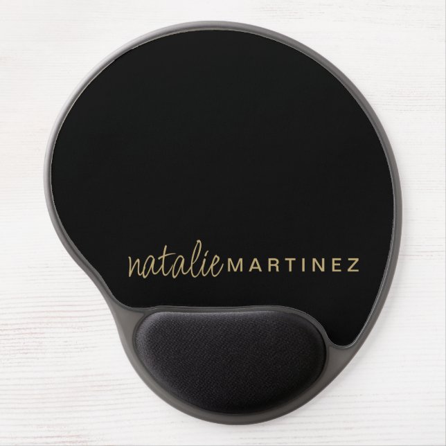 Professional Elegant Black And Gold Personalized Gel Mouse Pad (Front)