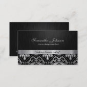 Professional Elegant Black and Silver Damask Business Card (Front/Back)