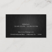 Professional Elegant Black and Silver Damask Business Card (Back)