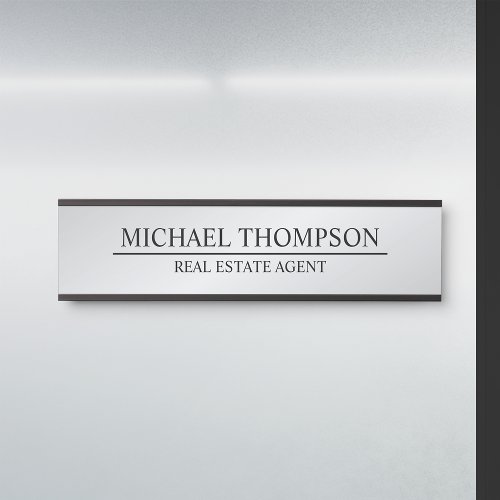 Professional Elegant Black and Silver Door Sign