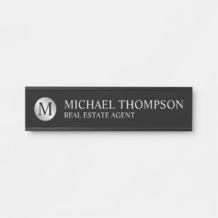 Professional Elegant Black and Silver Door Sign