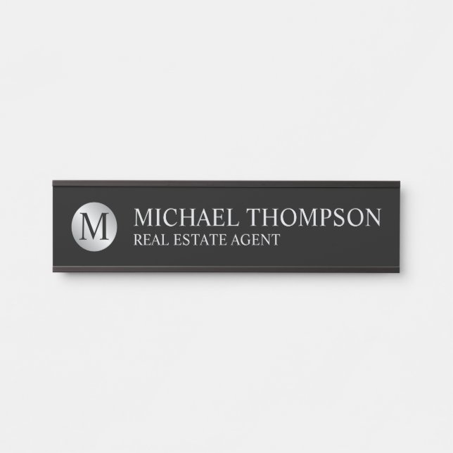 Professional Elegant Black and Silver Door Sign (Front)