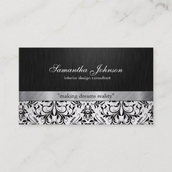 Professional Elegant Black And White Damask Business Card by eatlovepray at Zazzle