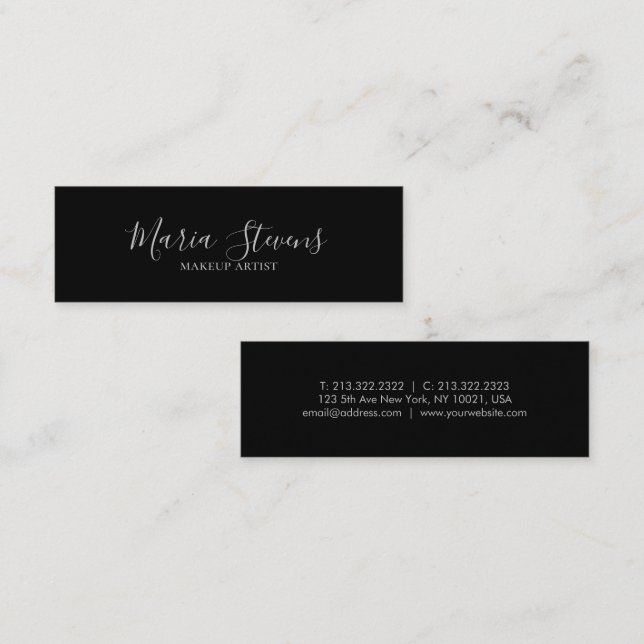 Professional Elegant Black and White Mini Business Card (Front/Back)