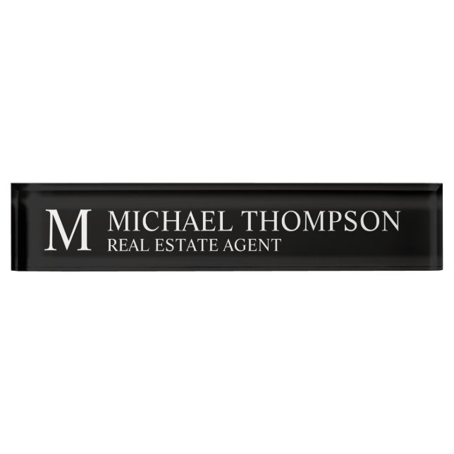 Professional Elegant Black and White Name Plate (Front)
