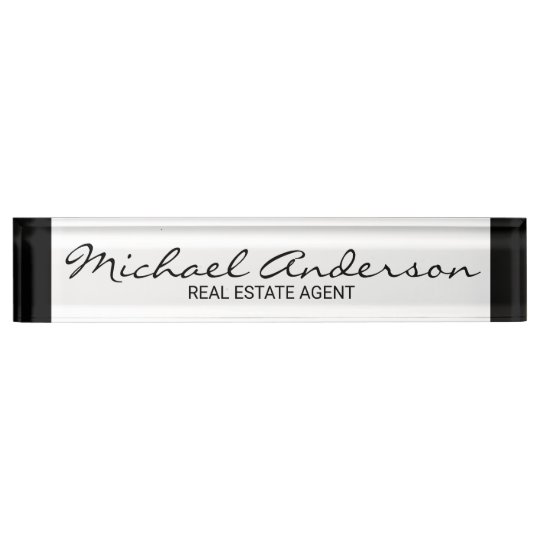 Professional Elegant Black and White Name Plate