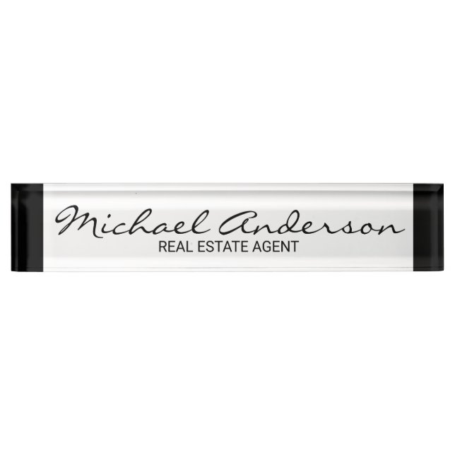 Professional Elegant Black and White Name Plate (Front)