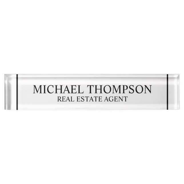 Professional Elegant Black and White Name Plate (Front)