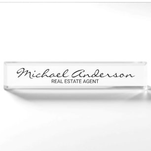 Professional Elegant Black and White Name Plate