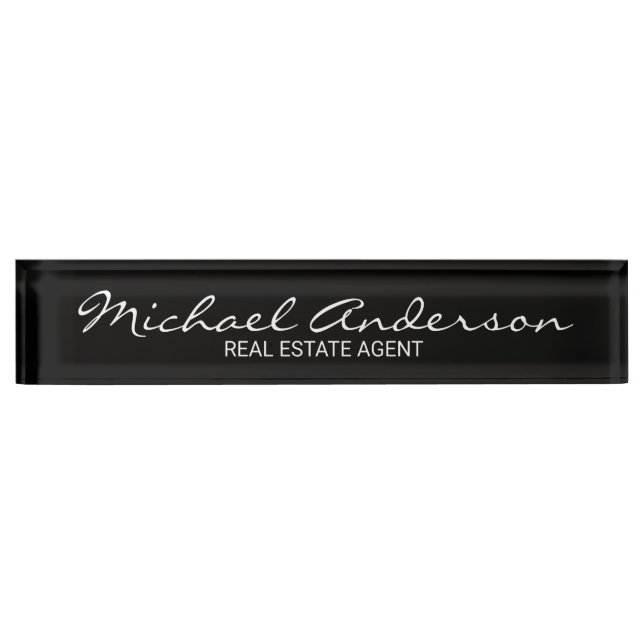 Professional Elegant Black and White Nameplate (Front)
