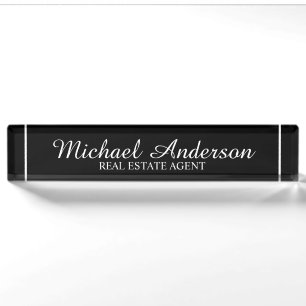 Professional Elegant Black and White Nameplate