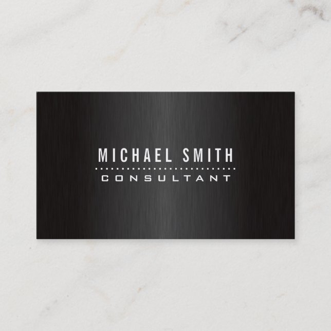 Professional Elegant Black  Brushed Metal Modern Business Card (Front)