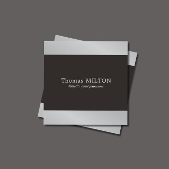 Professional Elegant Black Faux Silver Consultant Square Business Card by pro_business_card at Zazzle