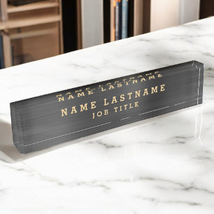 Professional Elegant Black Gold Desk Desk Name Plate