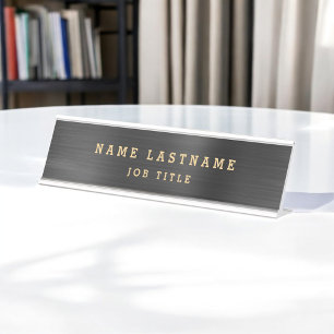 Professional Elegant Black Gold Desk Desk Name Plate