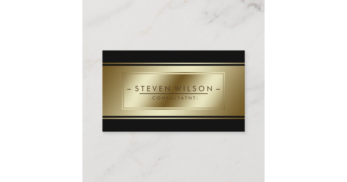 Professional Elegant Black Gold Faux Modern Business Card | Zazzle