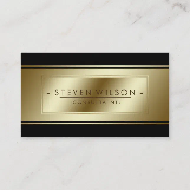 Professional Elegant Black Gold Faux Modern Business Card | Zazzle