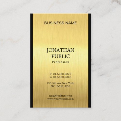 Professional Elegant Black Gold Luxury Plain Chic Business Card
