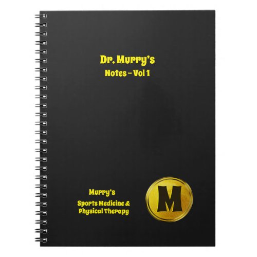 Professional Elegant Black Gold Monogram Business Notebook