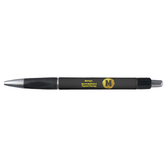 Professional Elegant Black Gold Monogram Business  Pen (Front)