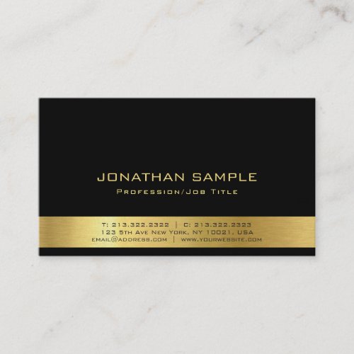 Professional Elegant Black Gold Pearl Finish Luxe Business Card