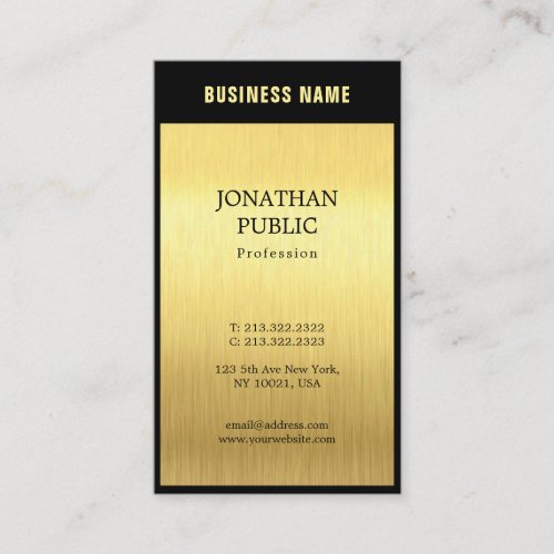 Professional Elegant Black Gold Plain Luxury Chic Business Card