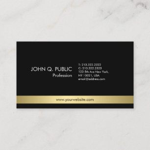 Professional Elegant Black Gold Simple Plain Business Card
