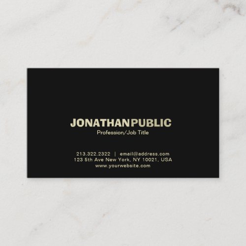 Professional Elegant Black Gold Simple Plain Business Card