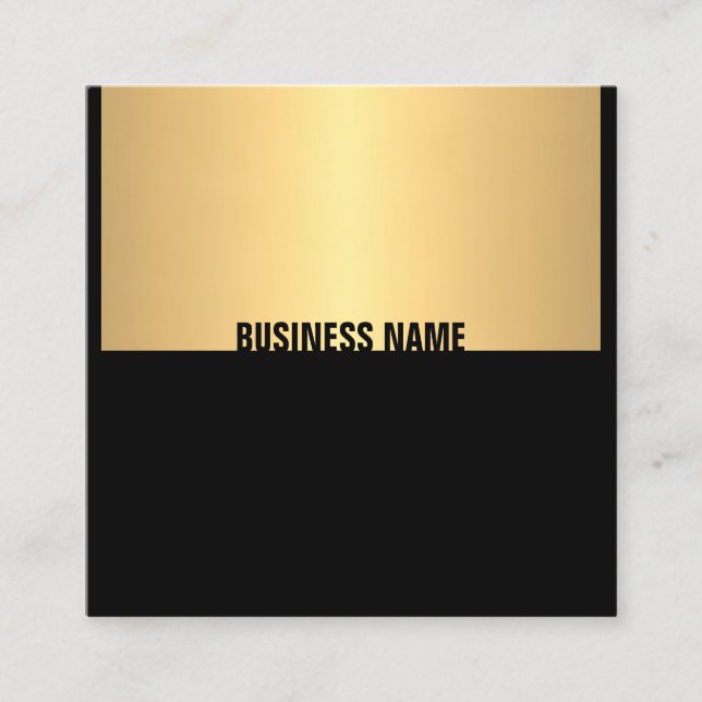 Professional Elegant Black Gold Template Modern Square Business Card (Front)