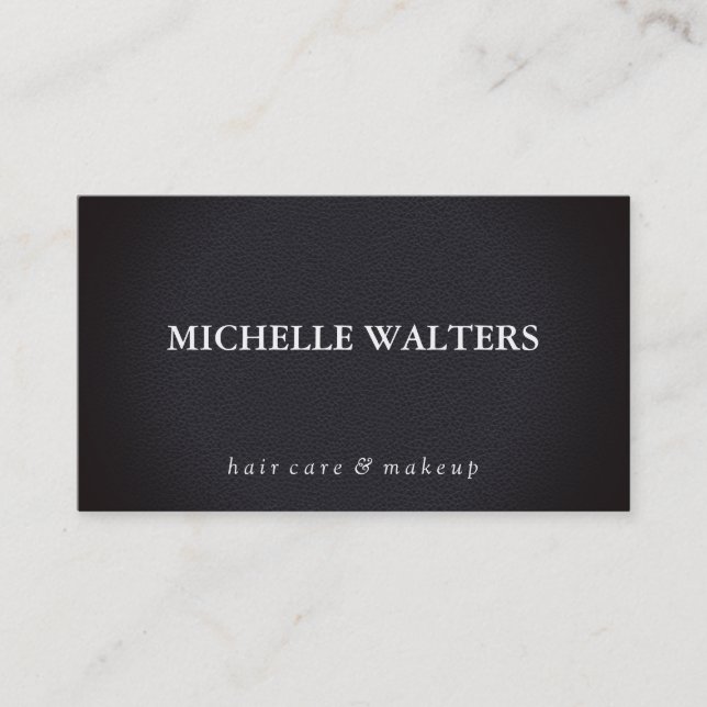 Professional Elegant Black Leather Classic Text Business Card (Front)