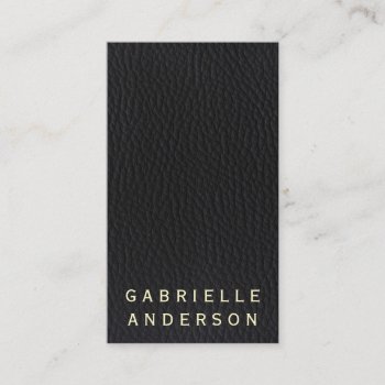 Professional Elegant Black Leather With Bold Text Business Card by lovely_businesscards at Zazzle