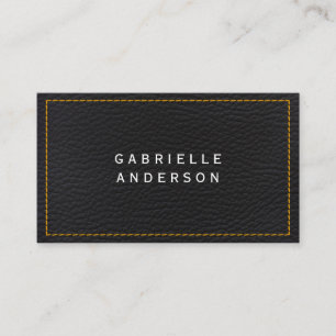 Professional Elegant Black Leather Yellow Seems Business Card