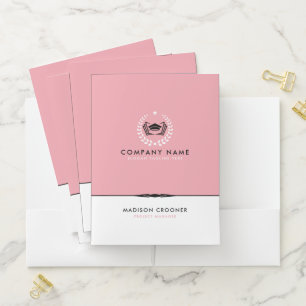 Professional Elegant Black Pink Custom Logo Pocket Folder