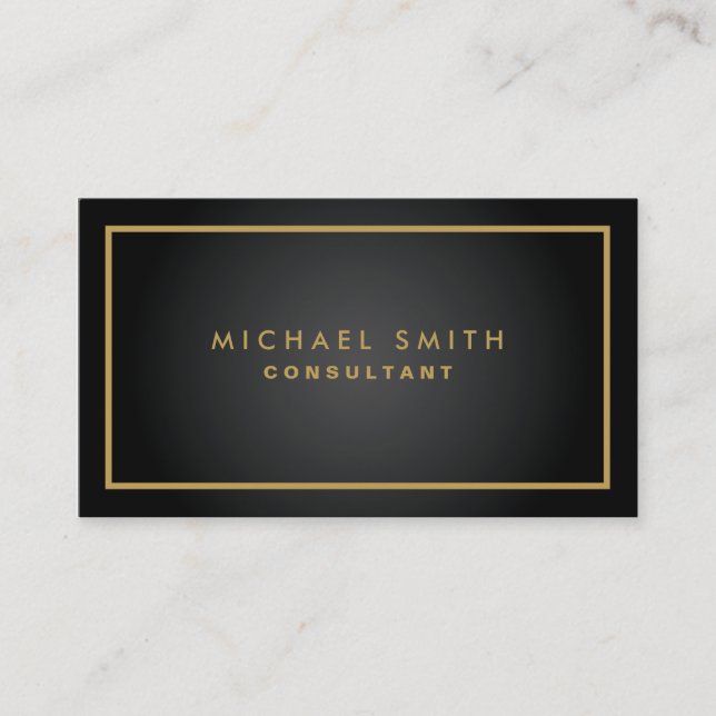 Professional Elegant Black Plain Modern Simple Business Card (Front)